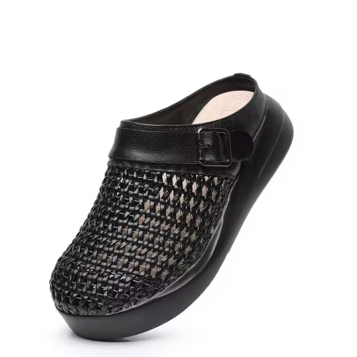 round toe mules color black size 5.5 for women