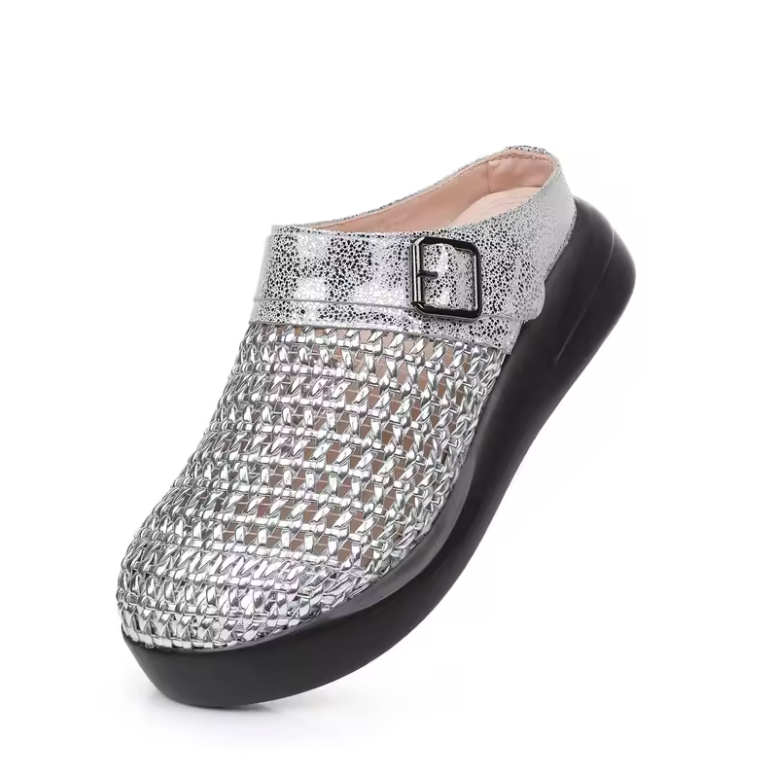 soft sole mules color silver size 6 for women