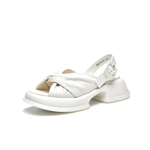 leather sandal color beige size 6 for women