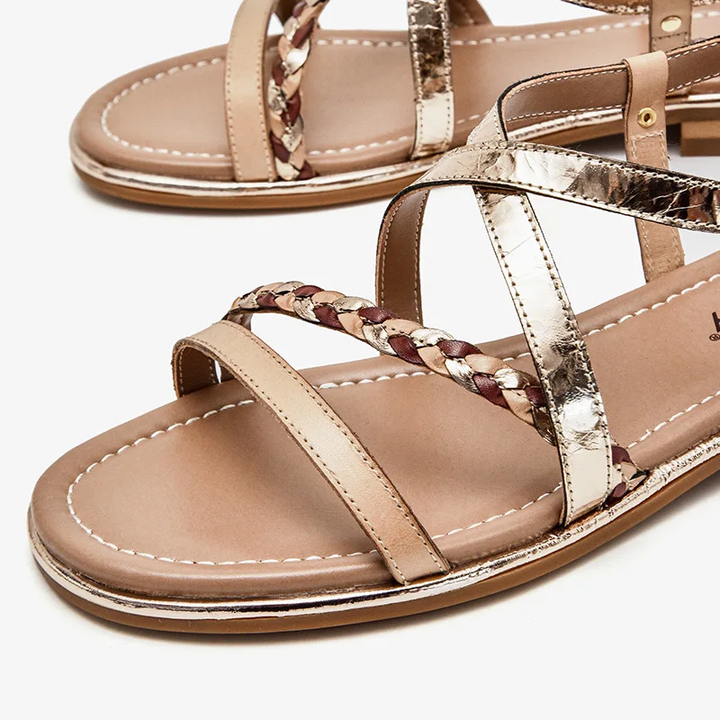 high quality leather sandals color apricot size 7 for women