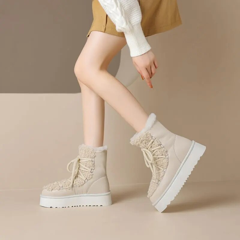 winter platform boots color black size 6.5 for women