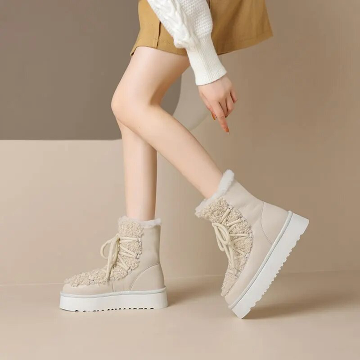 winter platform boots color black size 6.5 for women