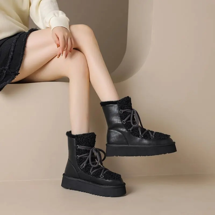 platform boots color black size 7 for women