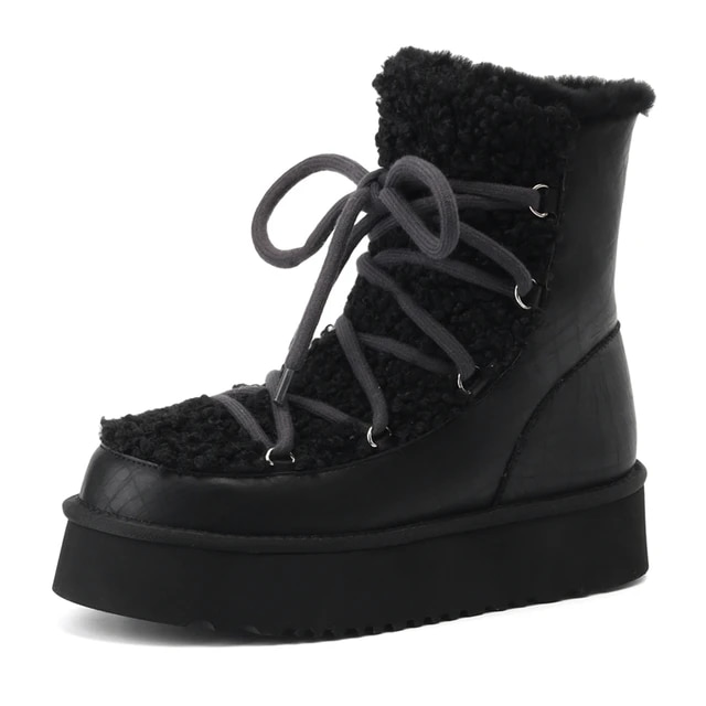 snow platform boots color black size 6.5 for women