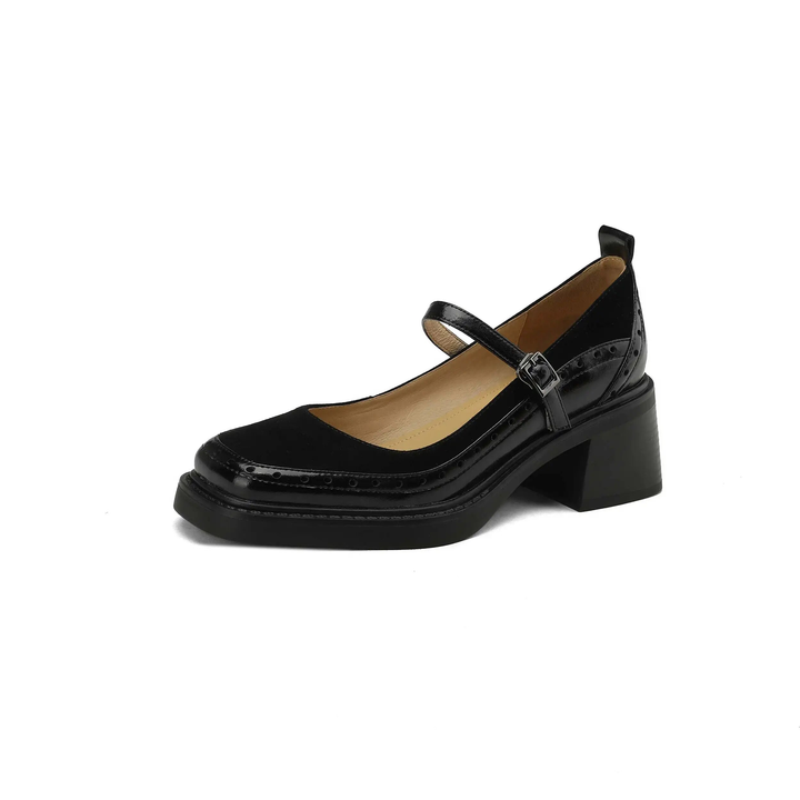 leather pumps shoes color black size 5 for women