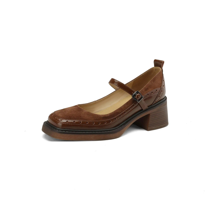 square heel  pumps shoes color brown size 6 for women