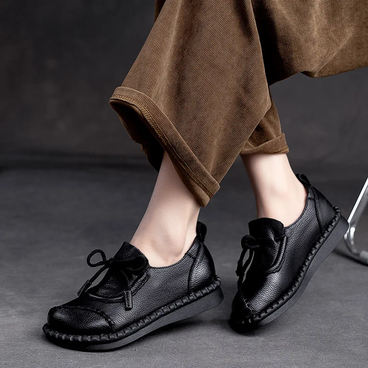 leather moccasin shoes color black size 7 for women8