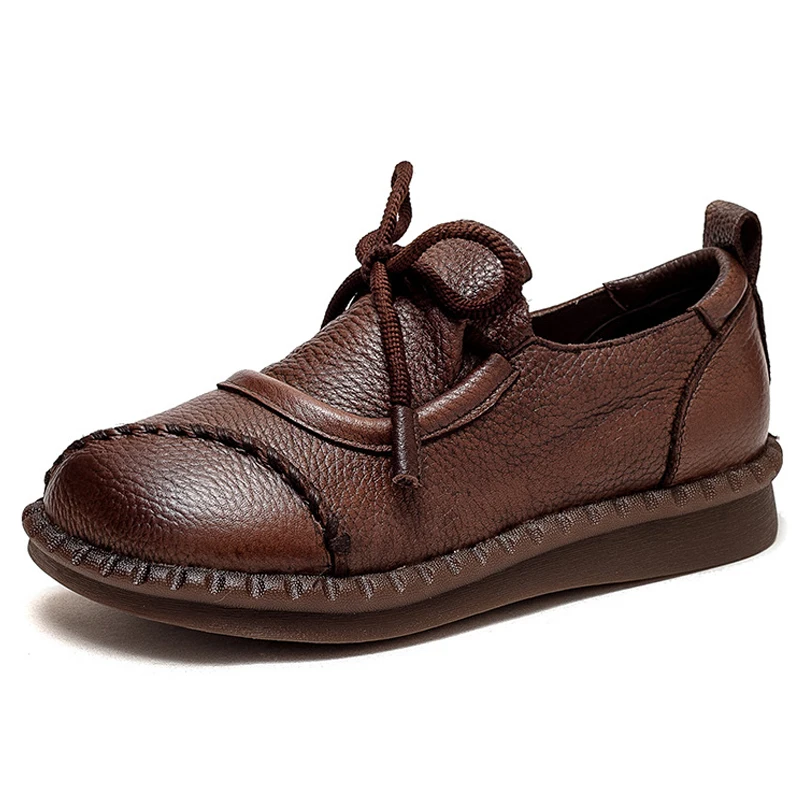 leather loafer shoes color brown size 5.5 for women