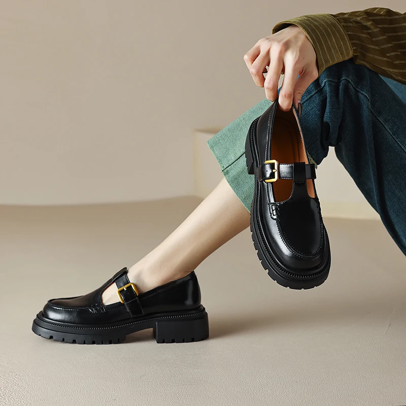 office loafer platform shoes color black size 9 for women