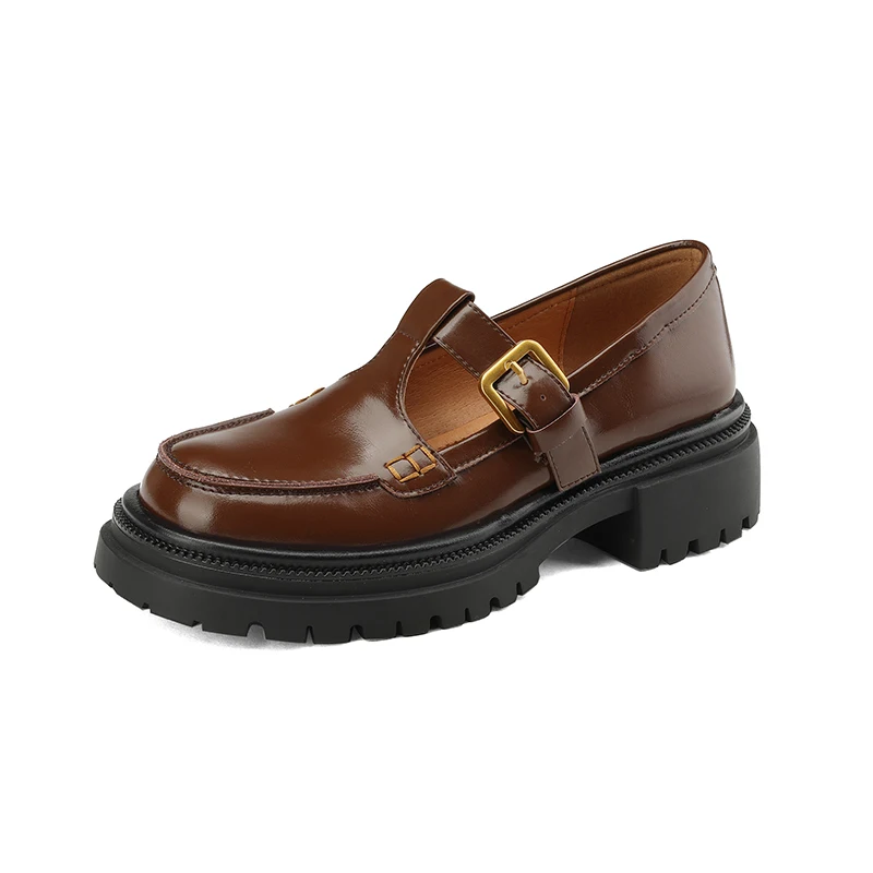 dress leather platform shoes color brown size 7 for women