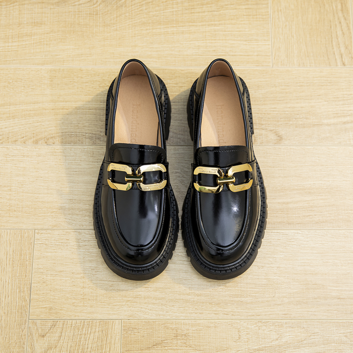 round toe slip on shoes color black size 7 for women