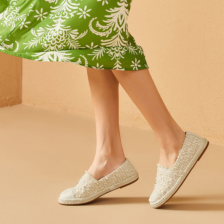 round toe espadrille color beige size 7.5 for women