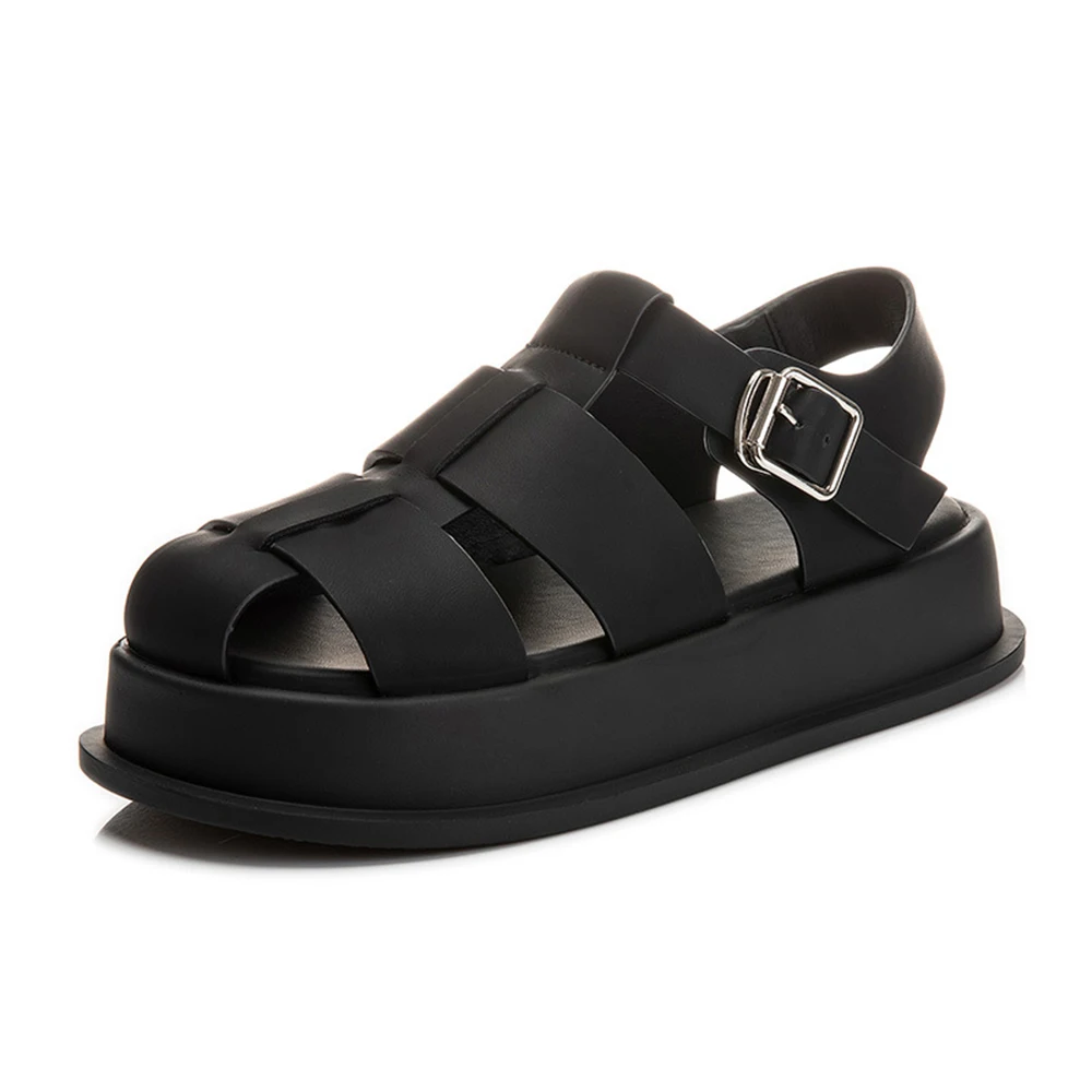 platform sandals color black size 5 for women