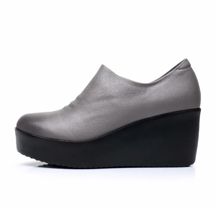 round toe platform shoes color gray size 8 for women
