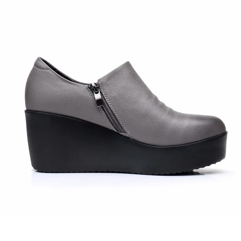 zipper platform shoes color gray size 8 for women