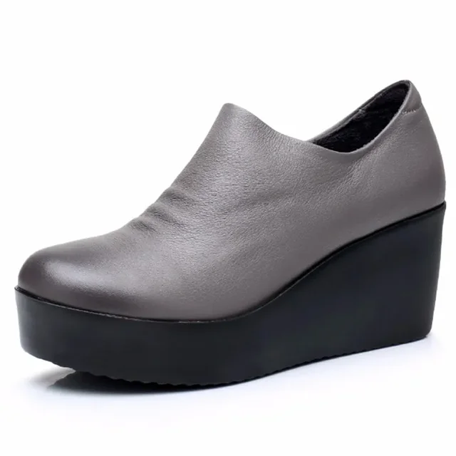 wedges platform shoes color gray size 6 for women