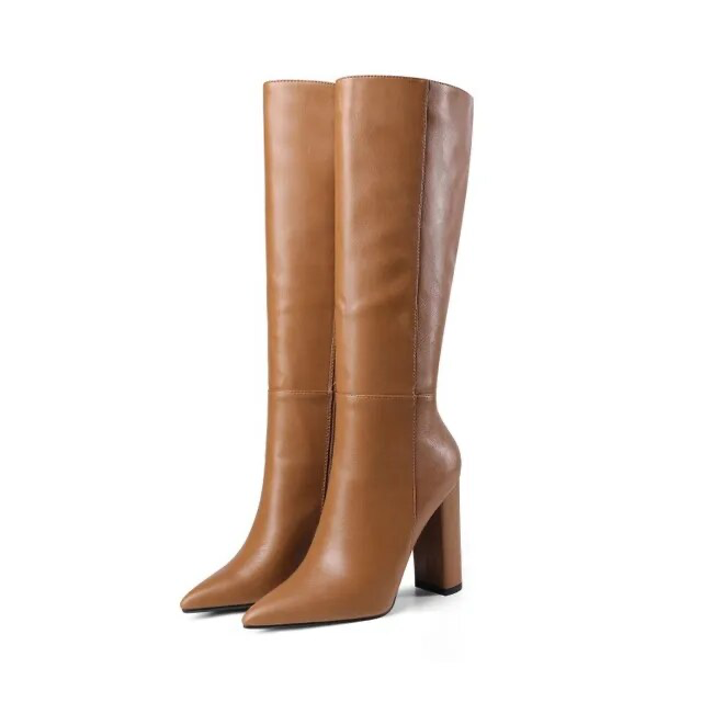 long leather boots color brown size 6 for women