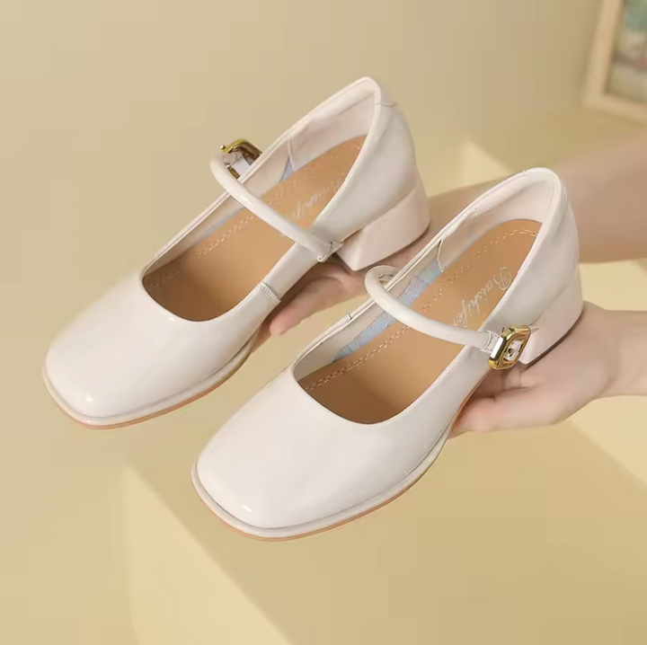 square heel pumps color beige size 7 for women