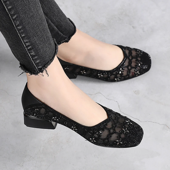 summer pumps shoes color black size 8 for women