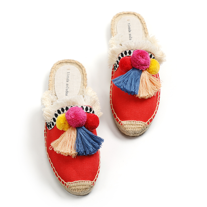 comfortable mules color red size 8.5 for women