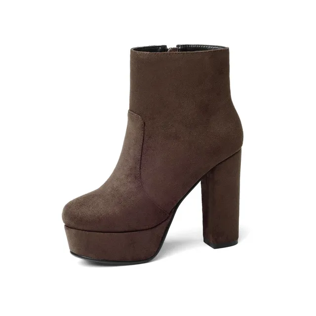 round toe boots color coffee size 7 for women