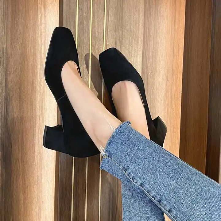dress leather pumps shoes color black size 7 for women
