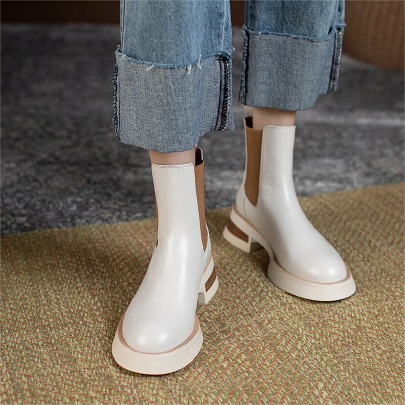 platform boots color beige size 8 for women