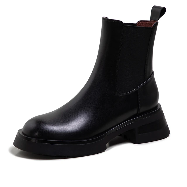 leather boots color black size 5 for women