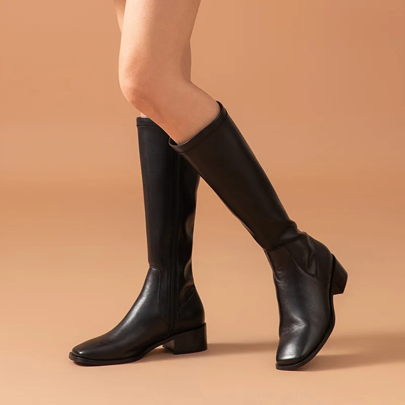 long leather boots color black size 6.5 for women