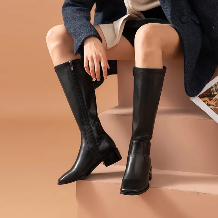 thick heel boots color black size 7 for women