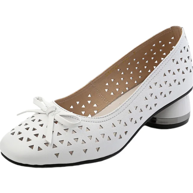 round heel pumps shoes color white size 7.5 for women