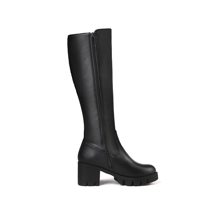 leather winter boots color black size 7 for women