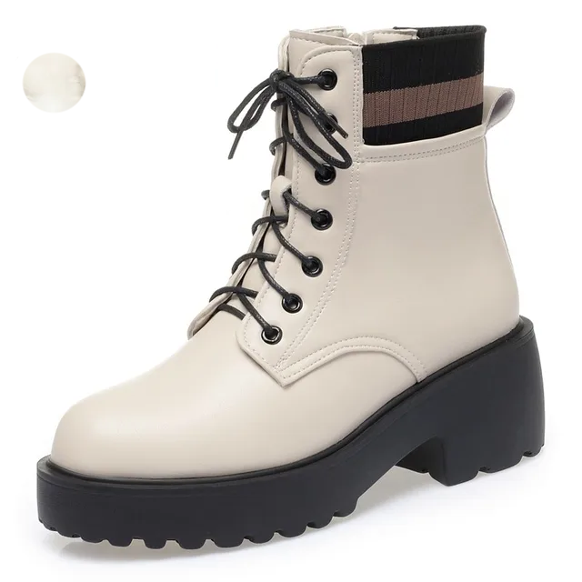 leather boots color beige size 6 for women