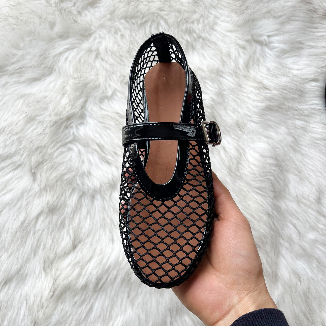 round toe flat shoes color black size 8.5 for women