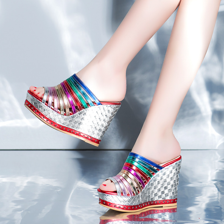 summer wedges color multi size 8 for women