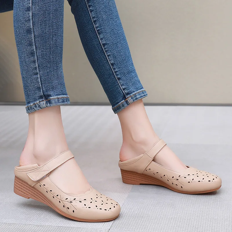 hook &amp; loop sandals color apricot size 9 for women