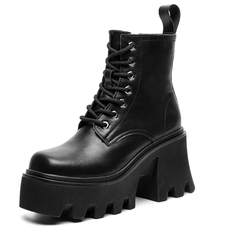 platform boots color black size 8 for women