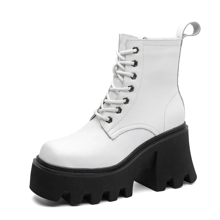 winter leather boots color white size 6.5 for women