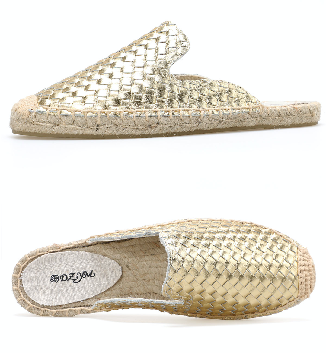 leather mule color gold size 8.5 for women