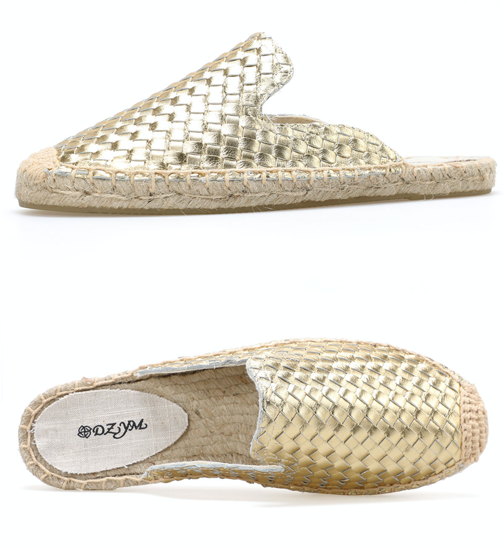 leather mule color gold size 8.5 for women