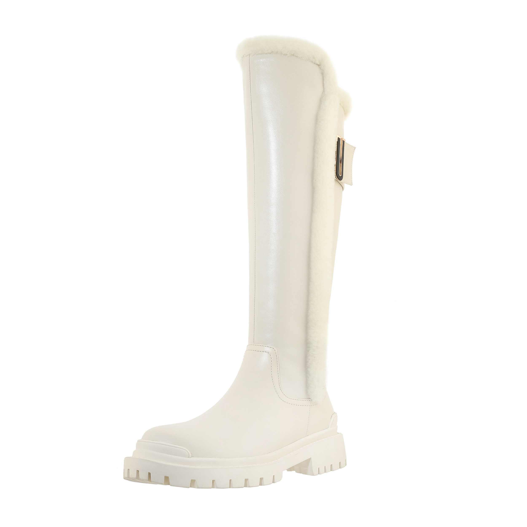 leather boots color beige size 5 for women