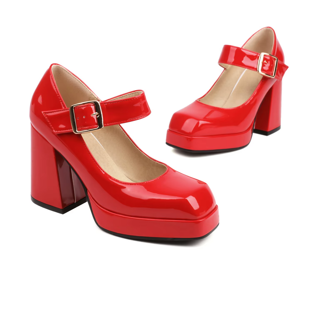 patent leather pumps color red size 4.5 for women