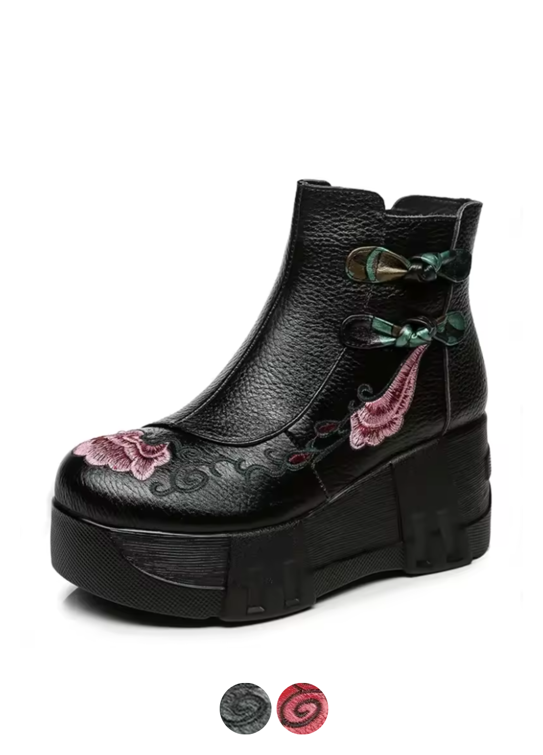 USS Shoes Lola Women's Embroidered Leather Retro Ankle Boots