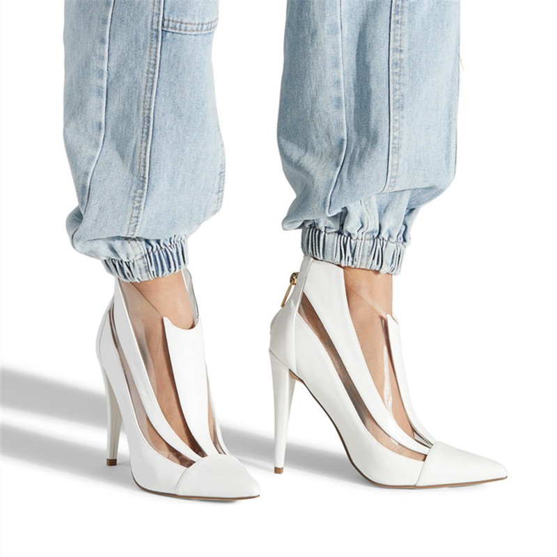 zipper booties color white size 6 for women