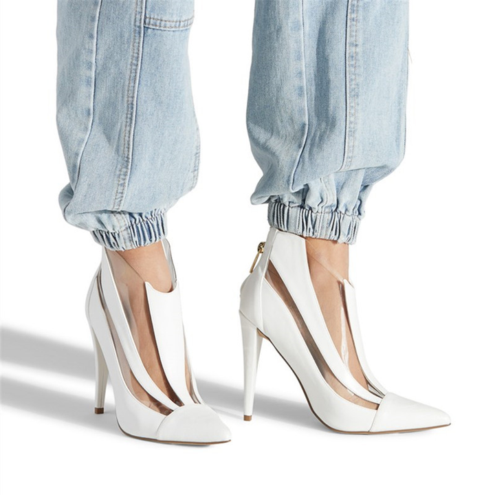 zipper booties color white size 6 for women