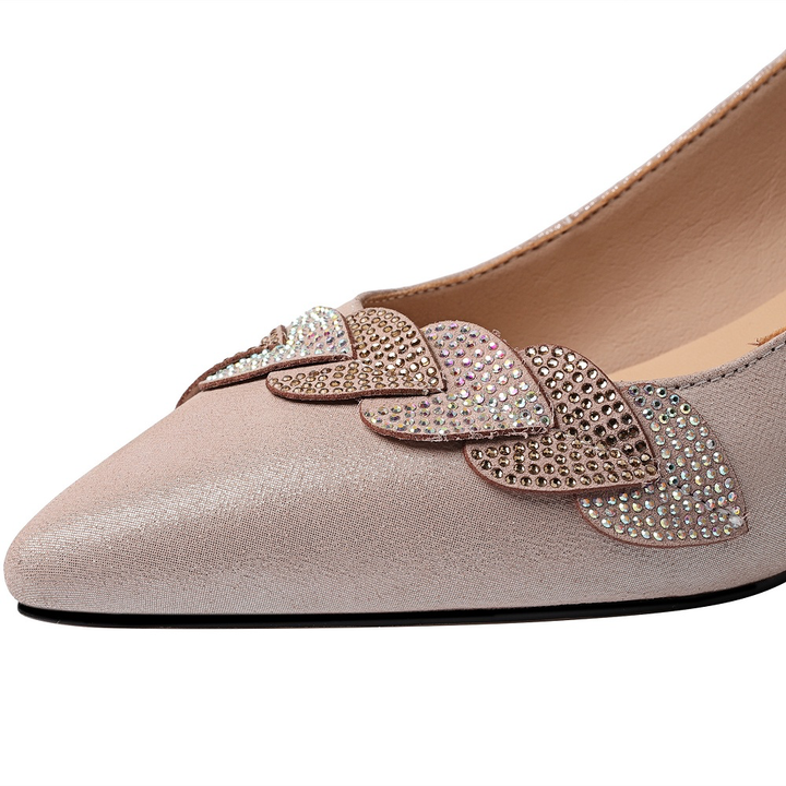 pointed toe pumps shoes color champagne size 5.5 for women