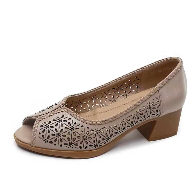 open toe sandals color apricot size 6 for women