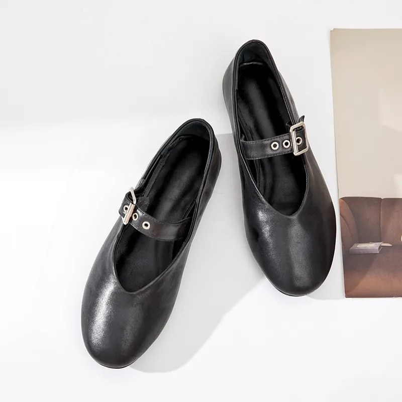 casual flat shoes color black size 7 for women
