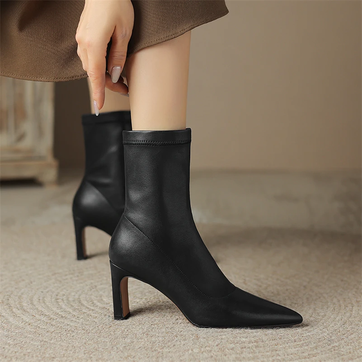 ankle pointed toe boots color black size 5 for women