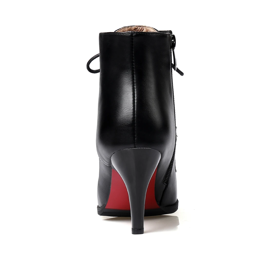 thin heel boots color black size 8 for women 